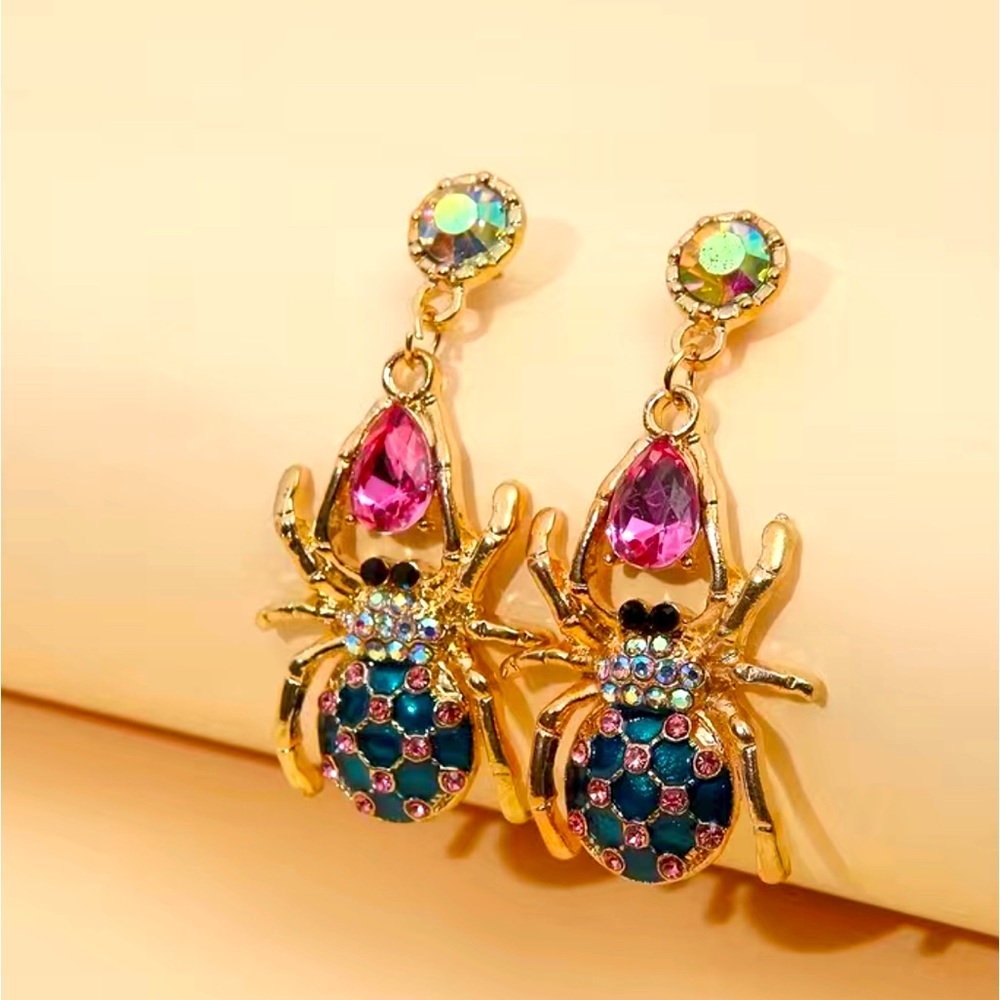 Colorful Spider 🕷️ Earrings - Vintage Style - Perfect for Halloween/Festivals